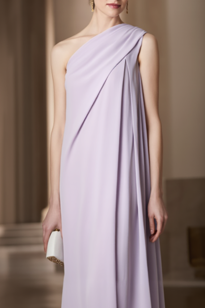 Formal Evening Gown Lilac One Shoulder Loose Fit Floor-Length Dress