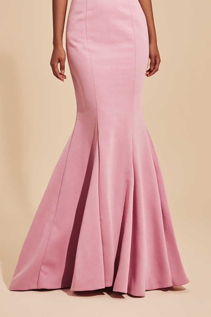 Formal Evening Dress Light Pink V Neck Sleeveless Mermaid Floor-Length Dress