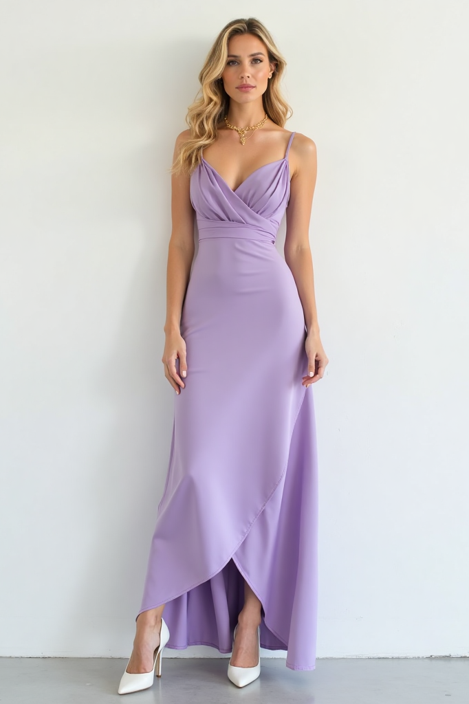 Vacation Wrap Dress Purple Straps Maxi Holiday Dress