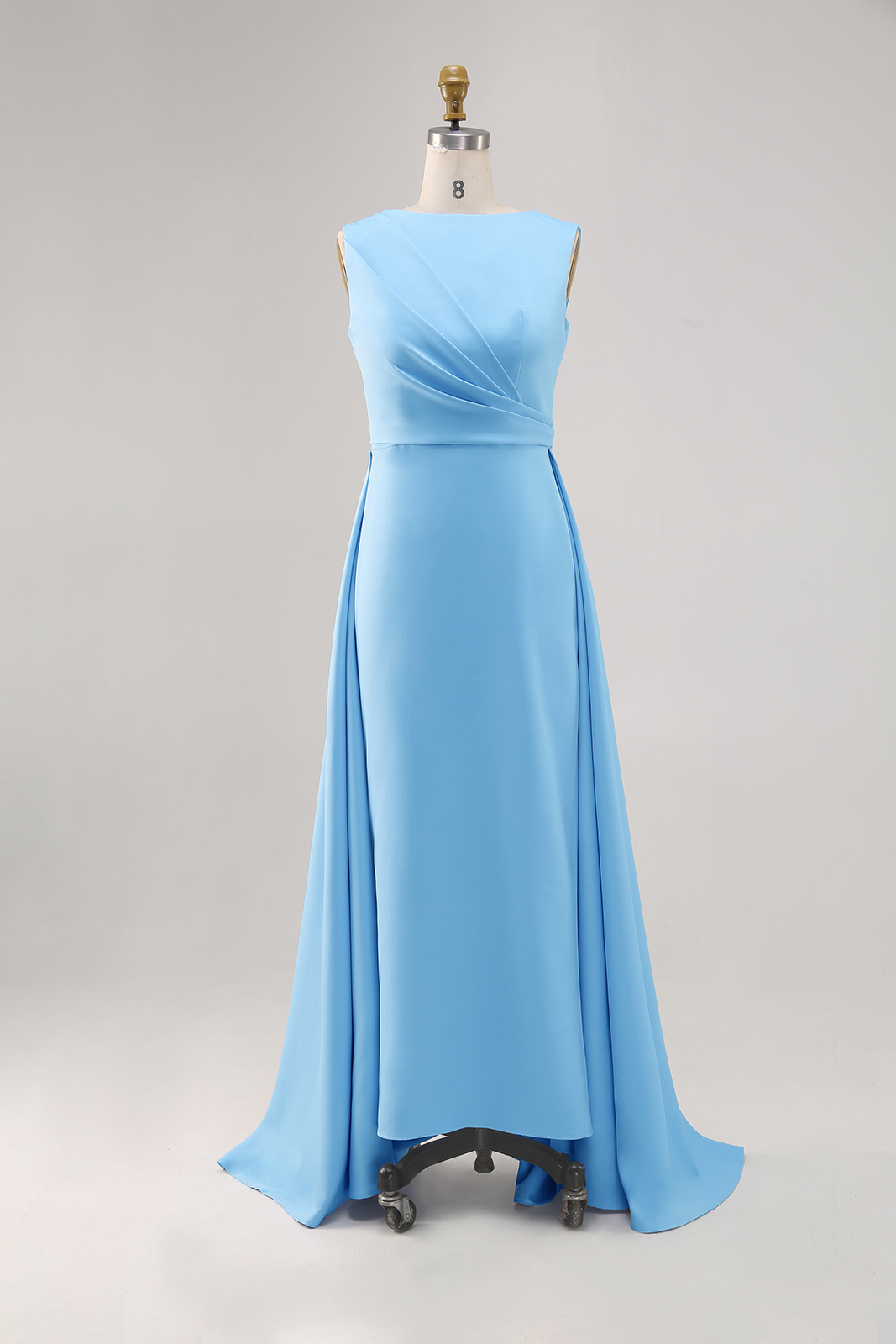 Formal Dress Irregular Hem Blue Sleeveless Dress