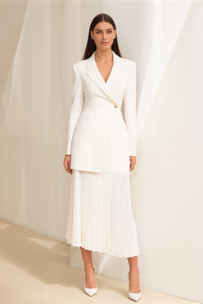 Work Outfit Sets White Lapel Skirt Set 
