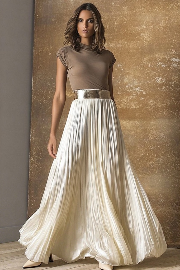 Casual Outfit Sets Coffee Turtleneck Skirts Set