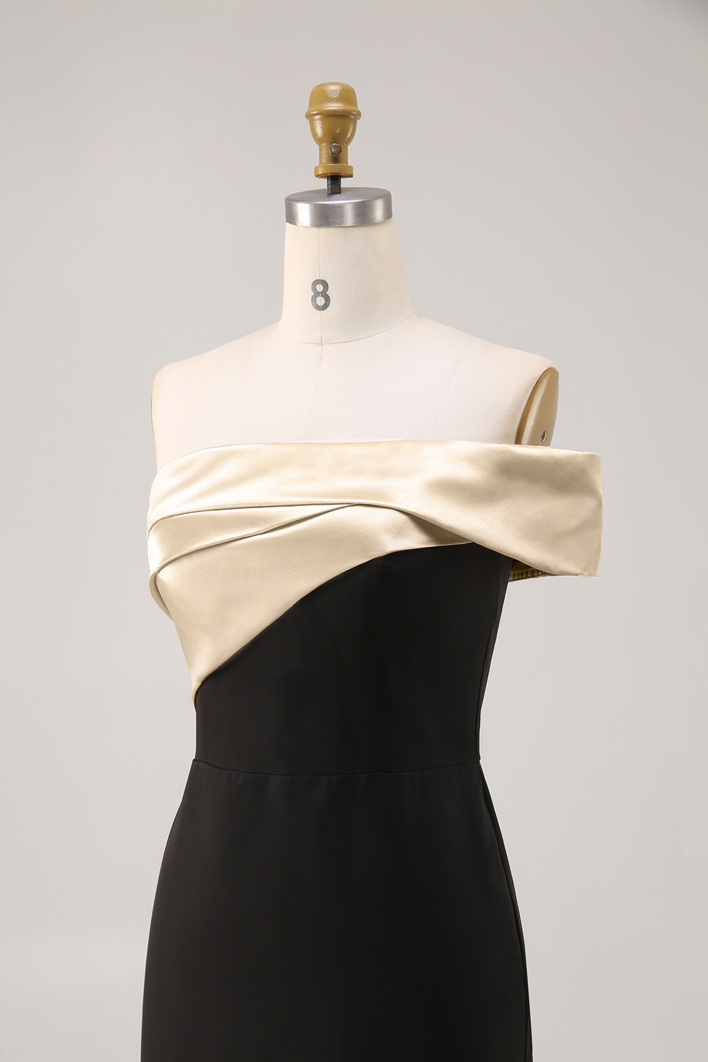 Formal Prom Dress Off-The-Shoulder Color-block Side Slit Maxi Dress