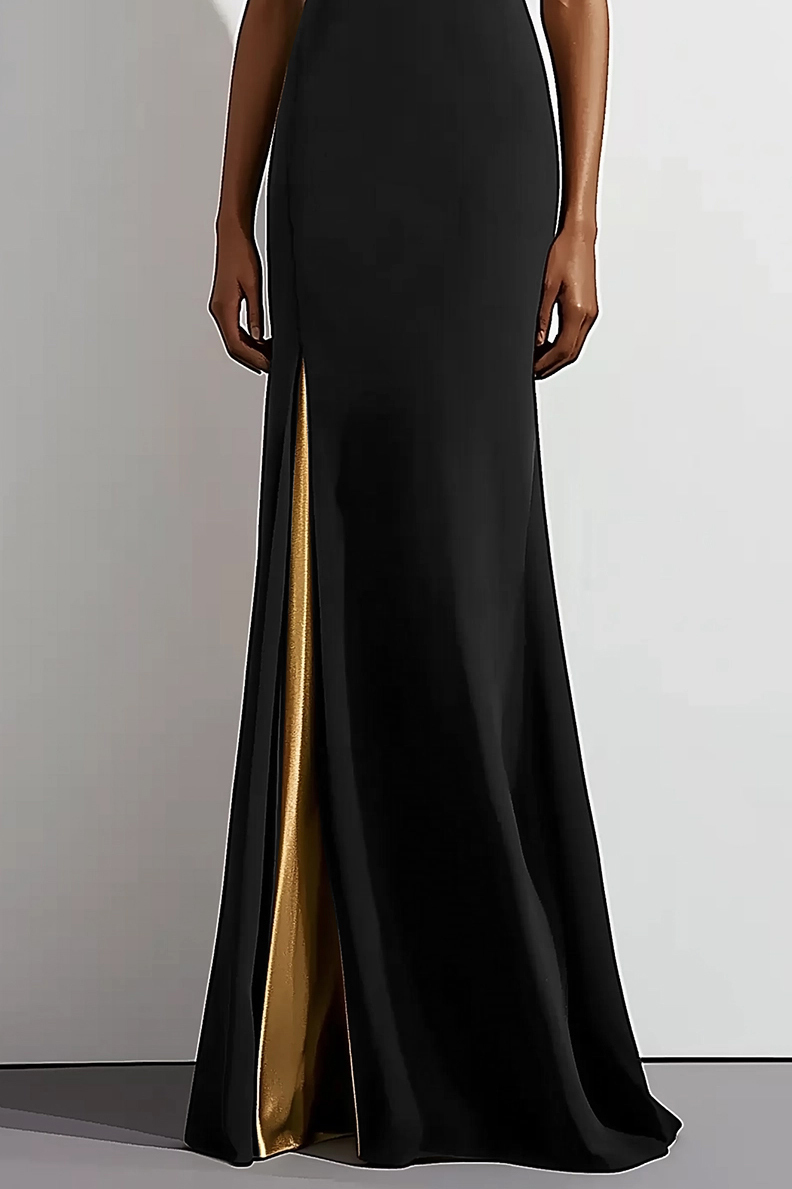 Formal Evening Dress Black Sleeveless Round Neck Maxi Dress