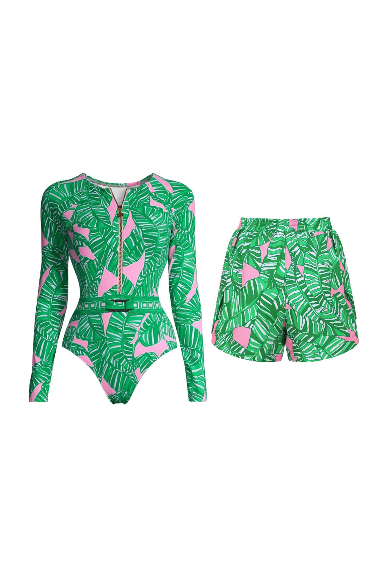 3D Black and White Houndstooth V-Neck One Piece Swimsuit and Wrap Skirt Cover-Up