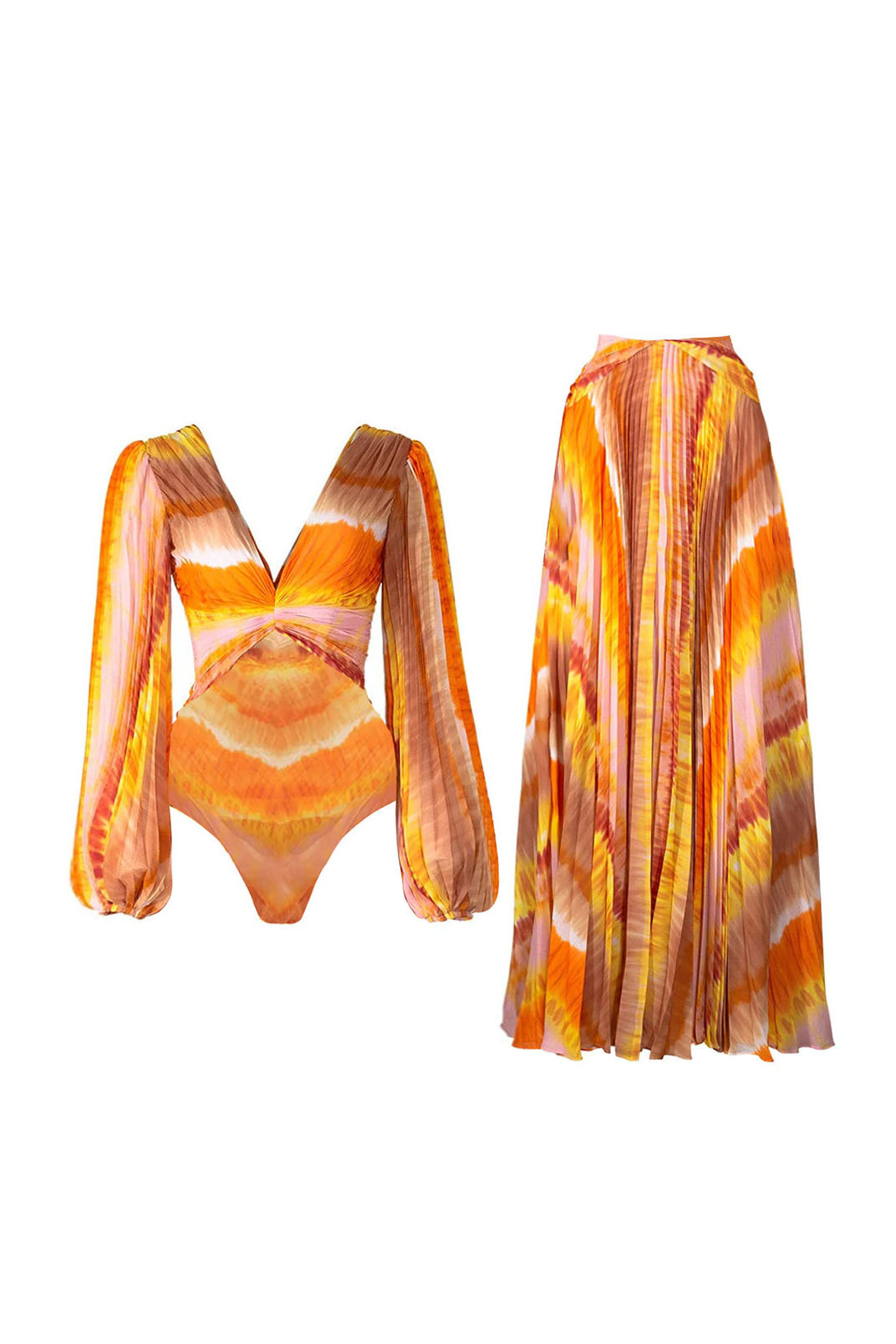 3D Black and White Houndstooth V-Neck One Piece Swimsuit and Wrap Skirt Cover-Up