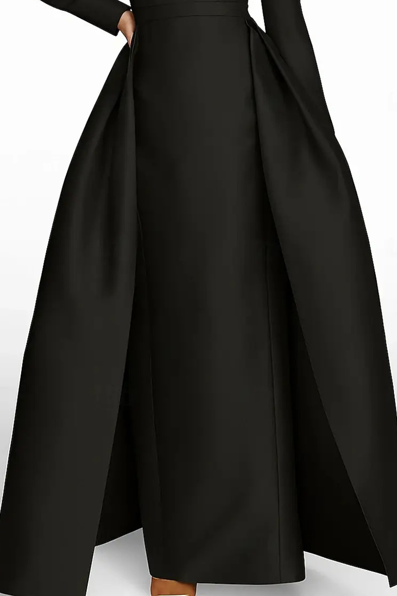 Formal Evening Dress Black Off The Shoulder Maxi Gown with Pearls