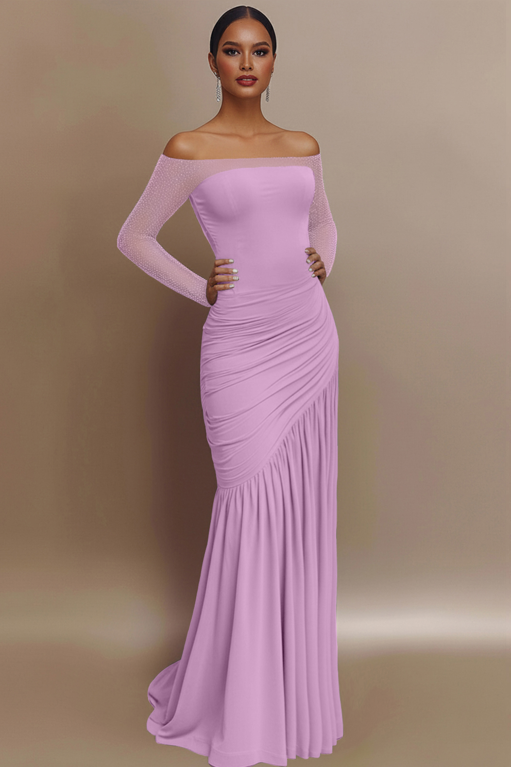 Evening Prom Gown Off The Shoulder Glitter Ruched Light Blue Maxi Dress