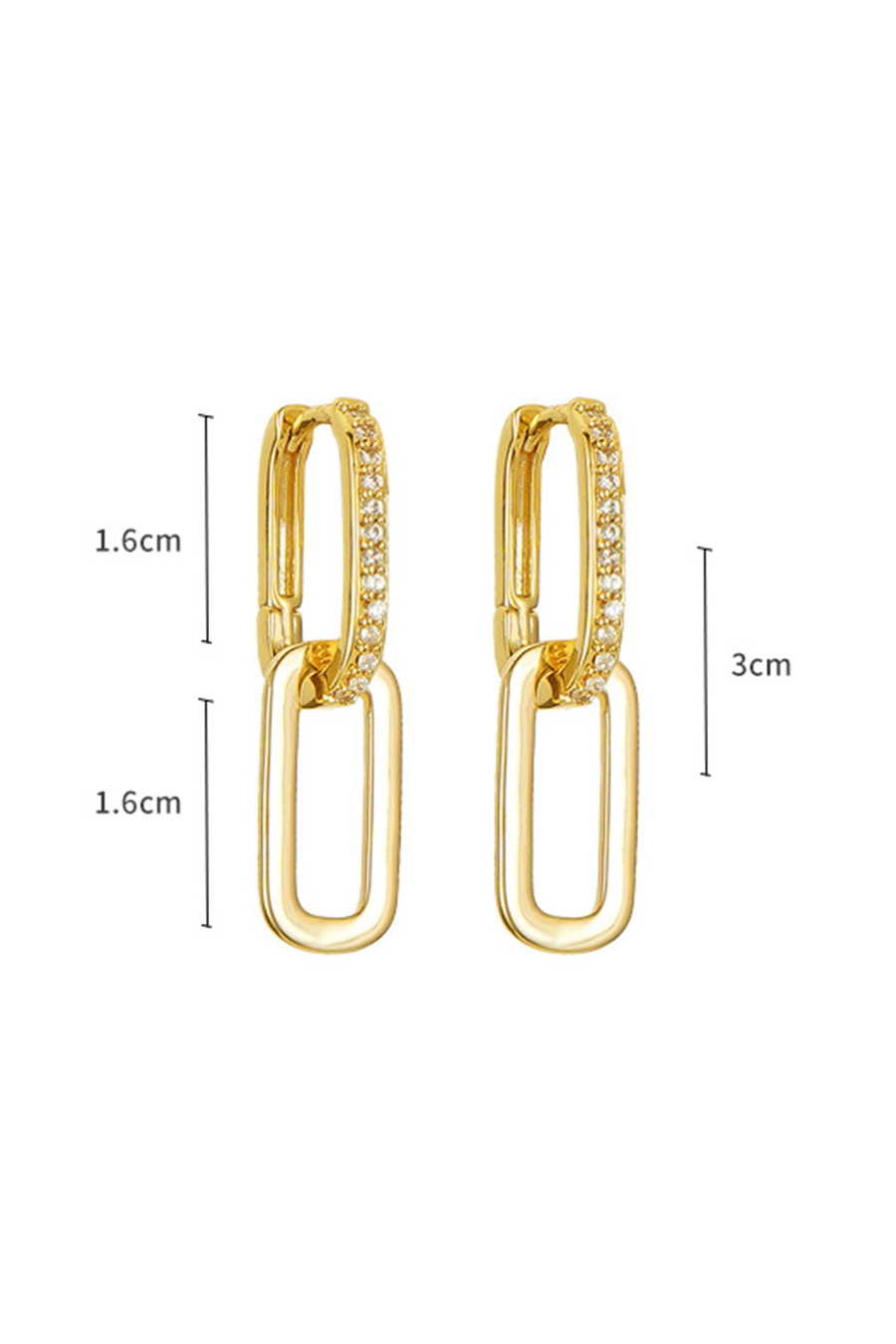 Golden Paper Clips Earrings With Diamonds