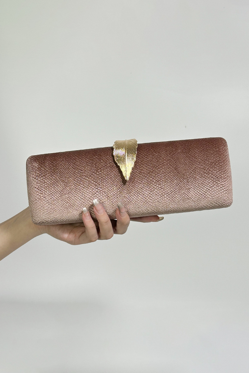 Women's Square Evening Bag Leaf Buckle Chain Clutch Bag