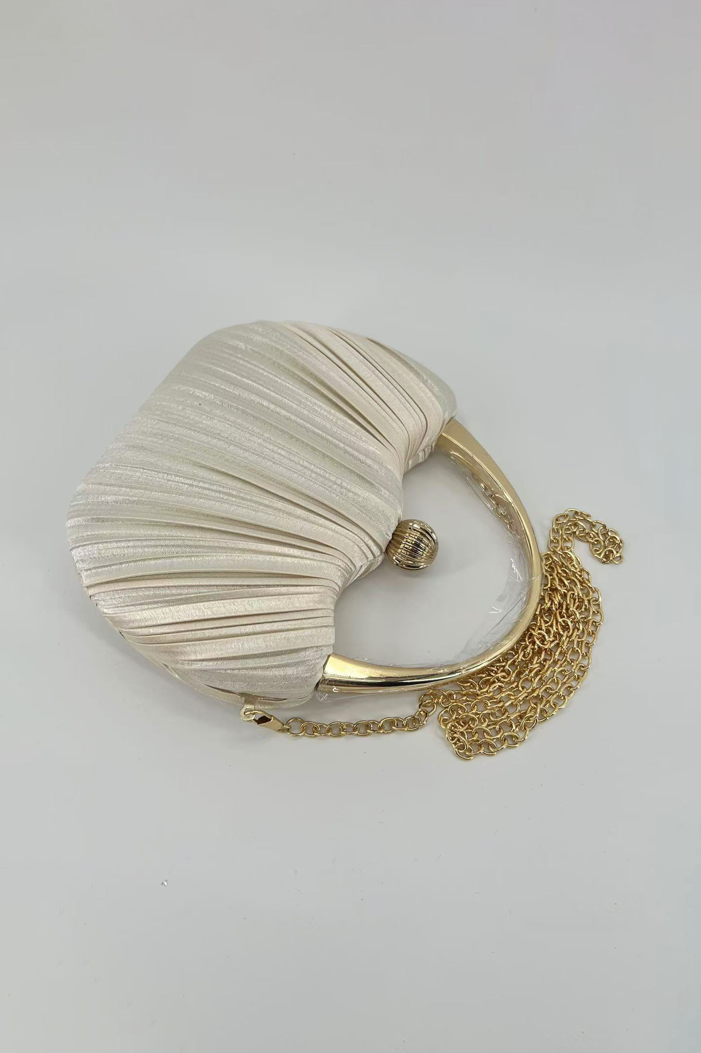 Evening Retro Pleated Bag Solid Color Chain Magnetic Clasp Clutch