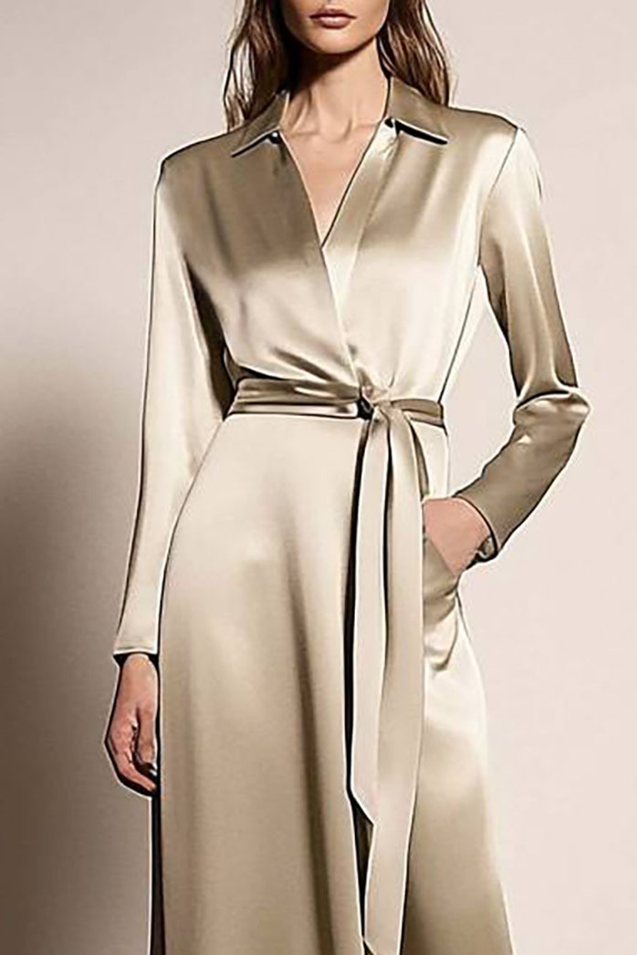 Elegant satin party dress champagne color
