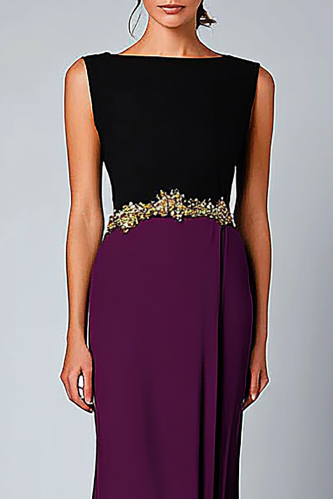 Elegant Dress Rhinestone Belt Long Mother of the Bride Dress