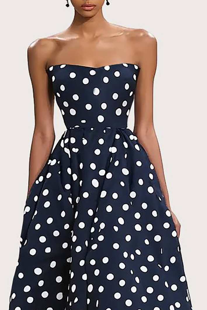 Evening Party Polka Dot Dress Tube Top Long Dress