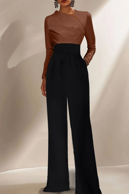 Work Business Casual Jumpsuit High-Waist Wide-Leg Evening Jumpsuit