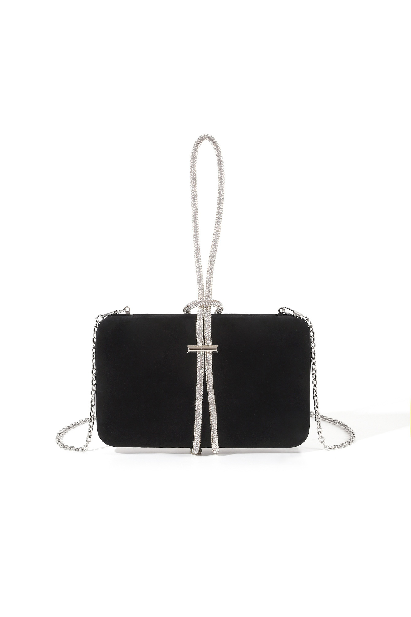 Vintage Velvet Handbag Rhinestone Evening Chain Bag