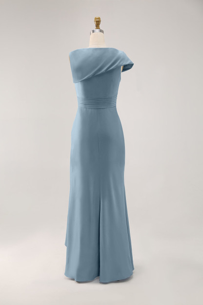 Wedding Guest Dresses Light Blue Pleated Maxi Mother of Bride Dresses