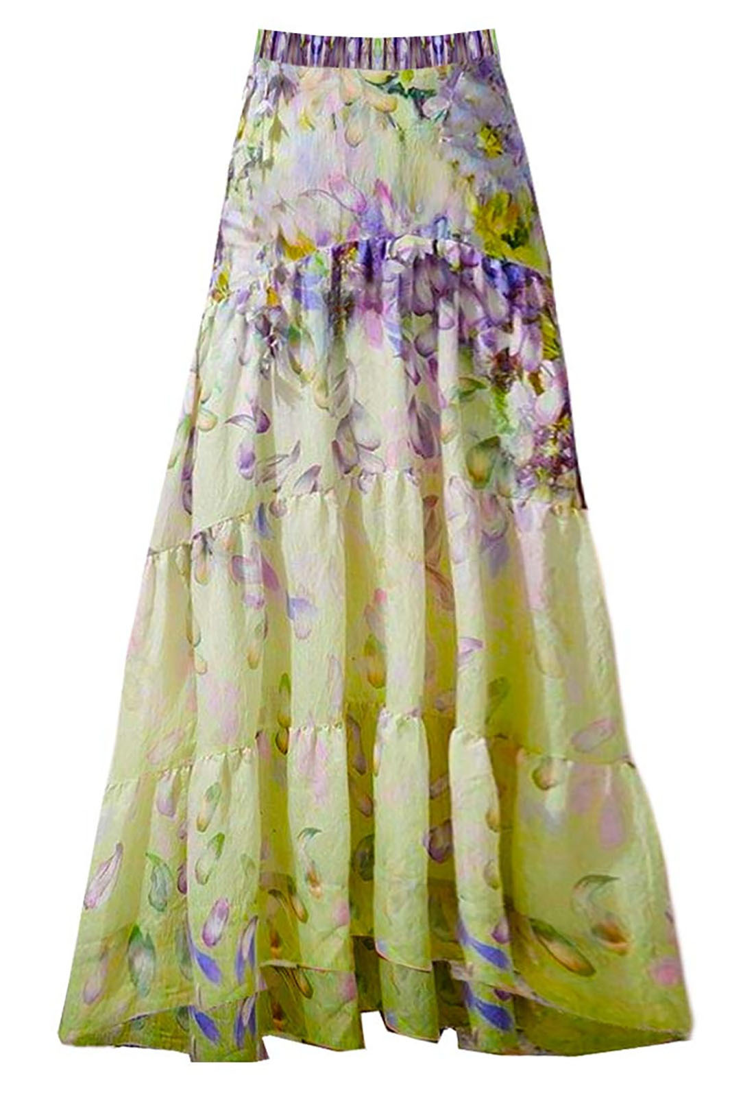 Purple and Yellow Floral Ribbon One-Piece Swimsuit and Cover-Up