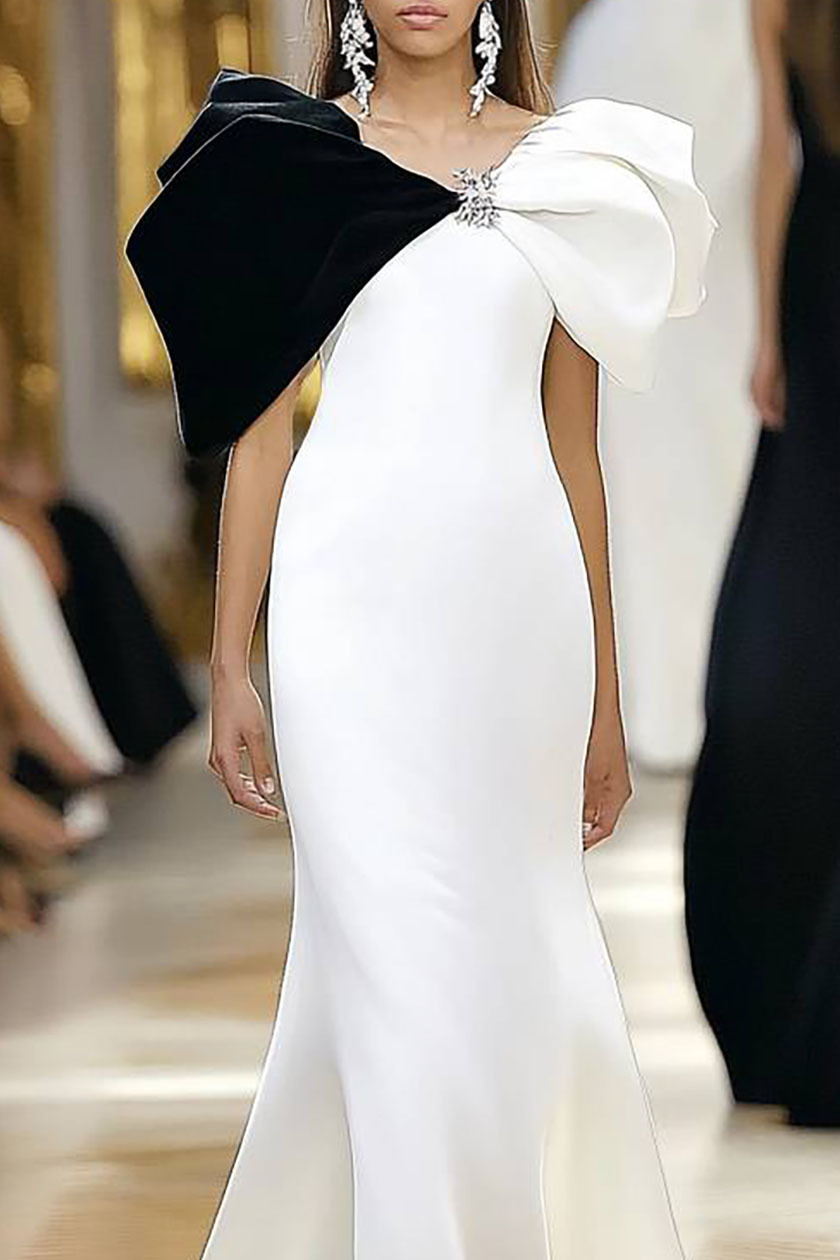 Formal Evening Color Block Dress Exaggerated Decoration Mermaid Maxi Dress