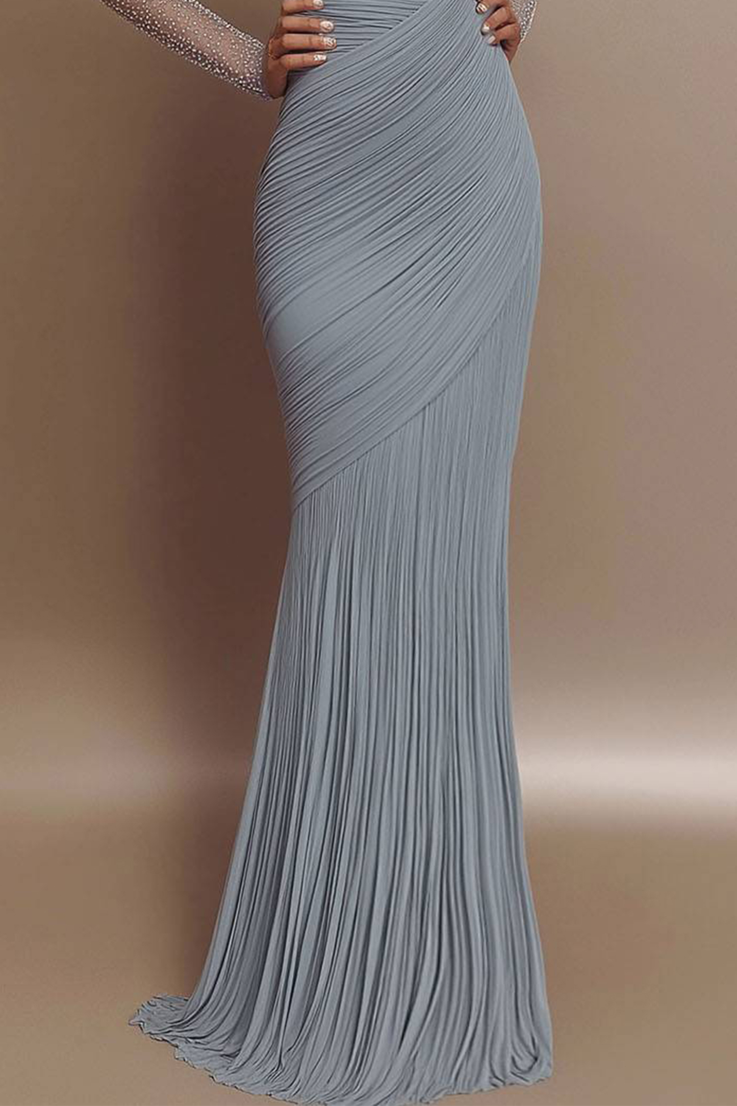 Evening Prom Gown Off Shoulder Glitter Pleated Light Blue Maxi Dress