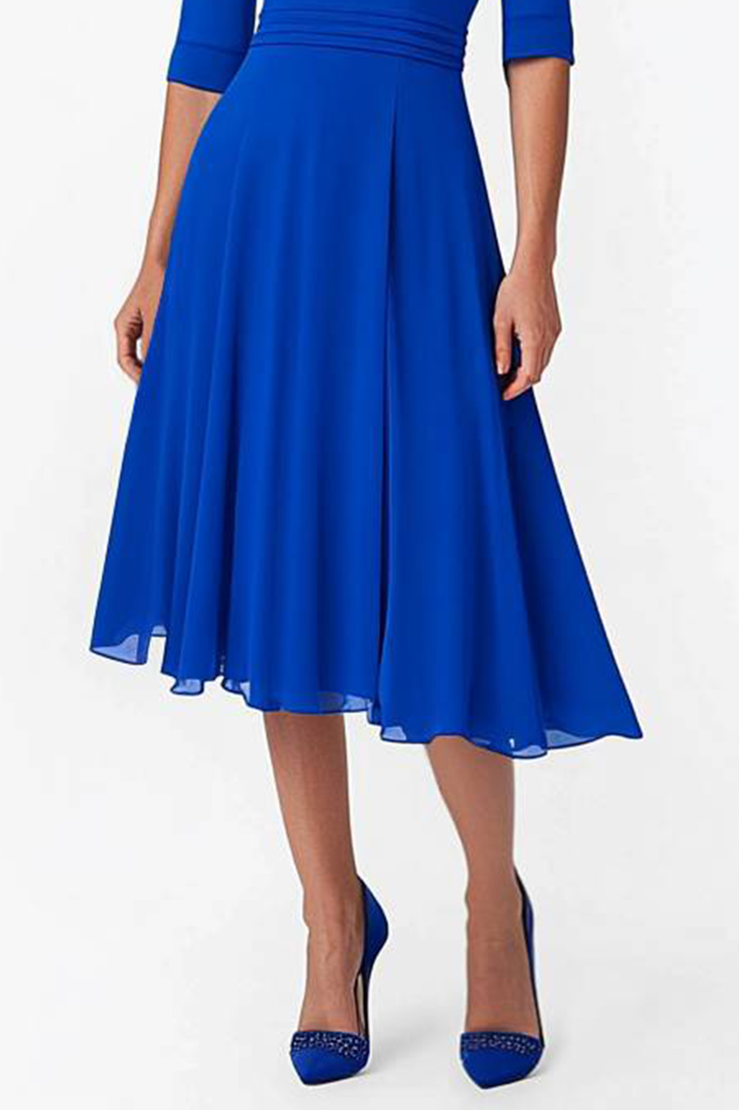 Party Prom Blue Dress Long Sleeve Round Neck Asymmetric Midi Dress