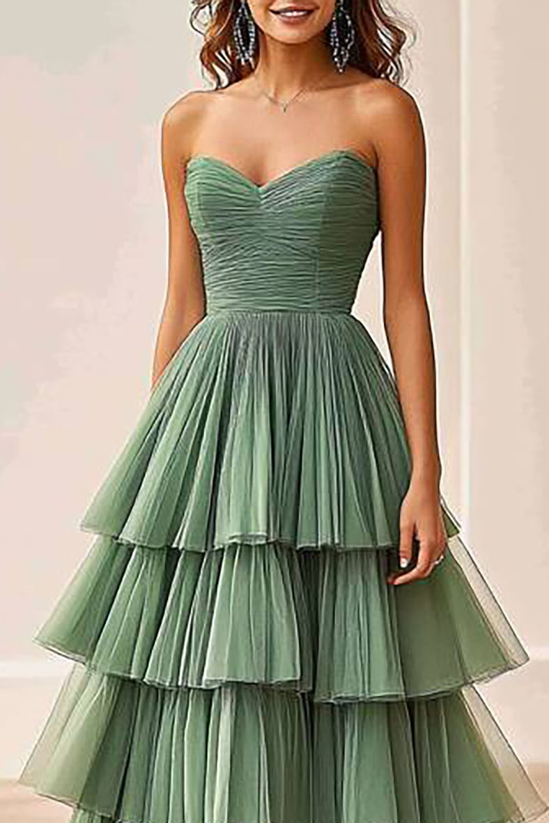 Holiday Prom Elegant Green Dress Off Shoulder Pleated Maxi Dress