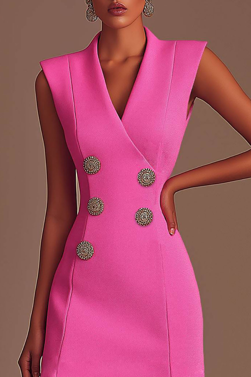 Party Semi-Formal Pink Dress Sleeveless Wrap Mini Dress