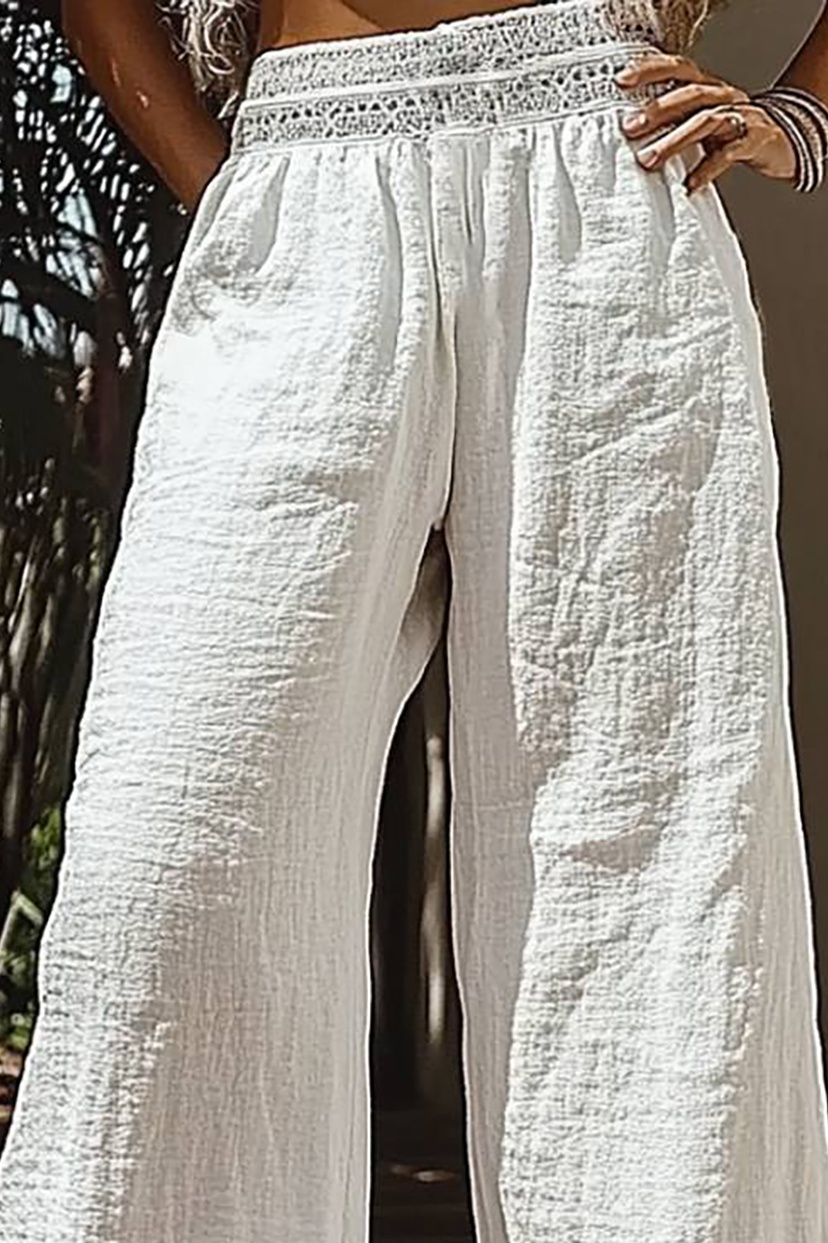 Casual Linen Pants White Breathable Long Pants