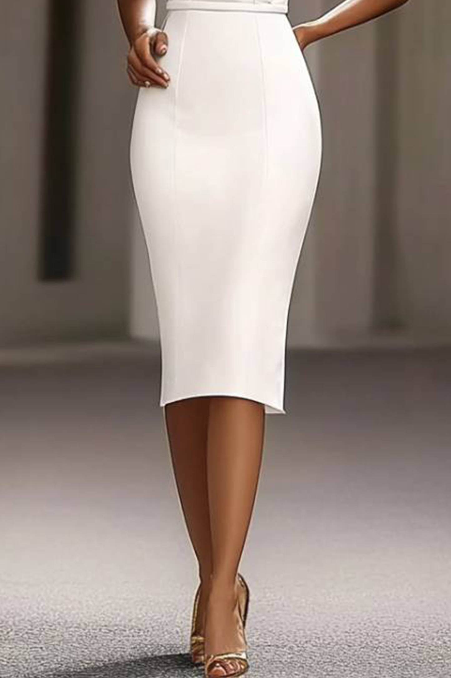 Semi-Formal Party Dress White Halter Neck Knee Length Dress