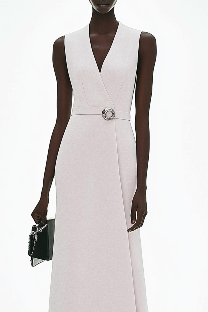 Party Semi-Formal Dress White V-Neck Maxi Dress