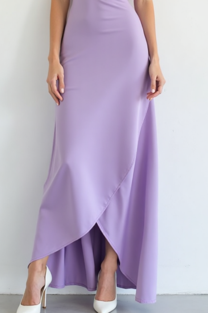 Vacation Wrap Dress Purple Straps Maxi Holiday Dress