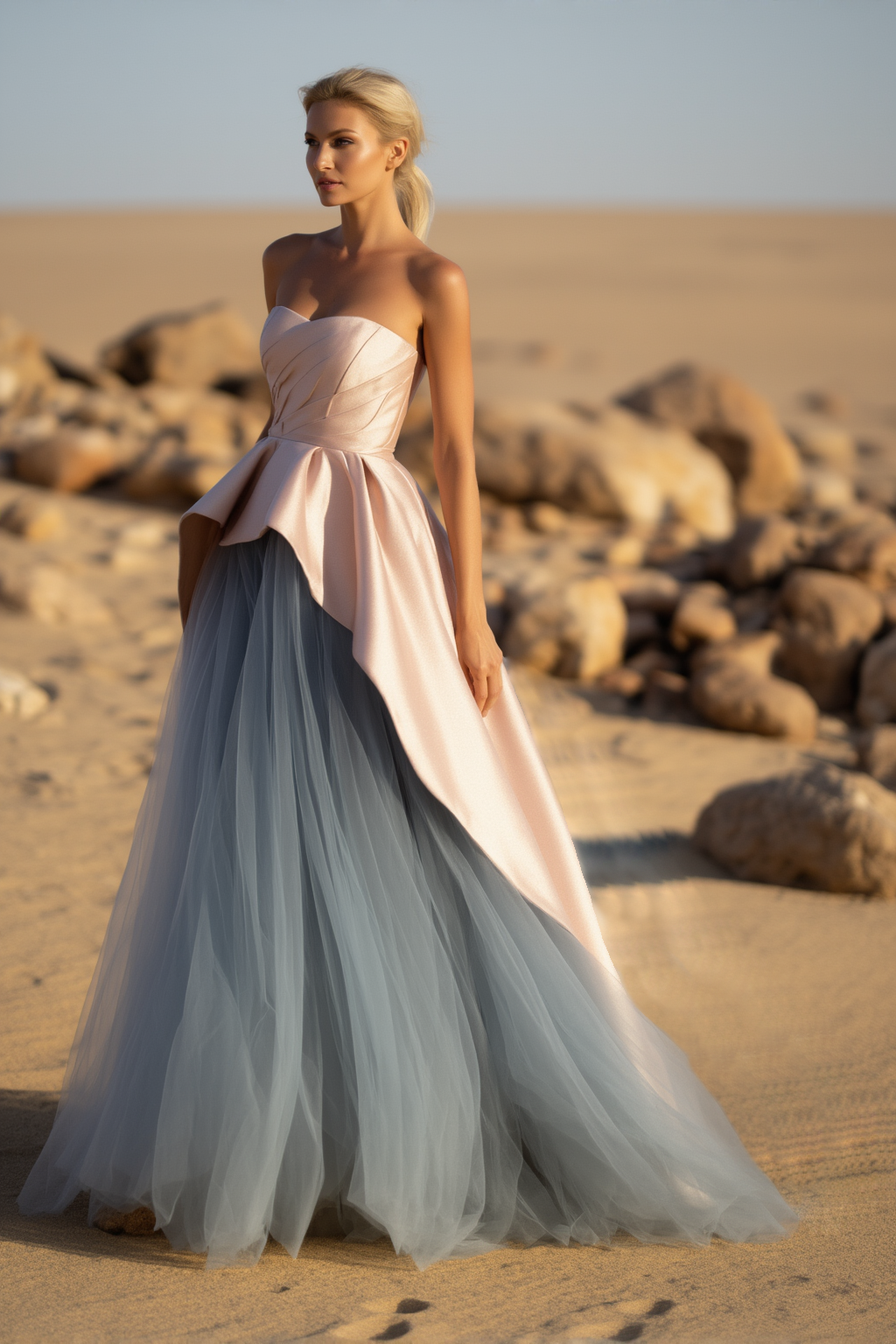 Formal ​Evening Dress​​​ Blue Strapless Floor-Length