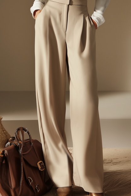 Casual Outfit Sets Khaki Cowl Neck Long Sleeve Pants Set