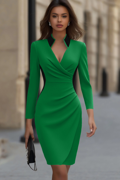 Work Dress White V Neck Mini Sheath Dress