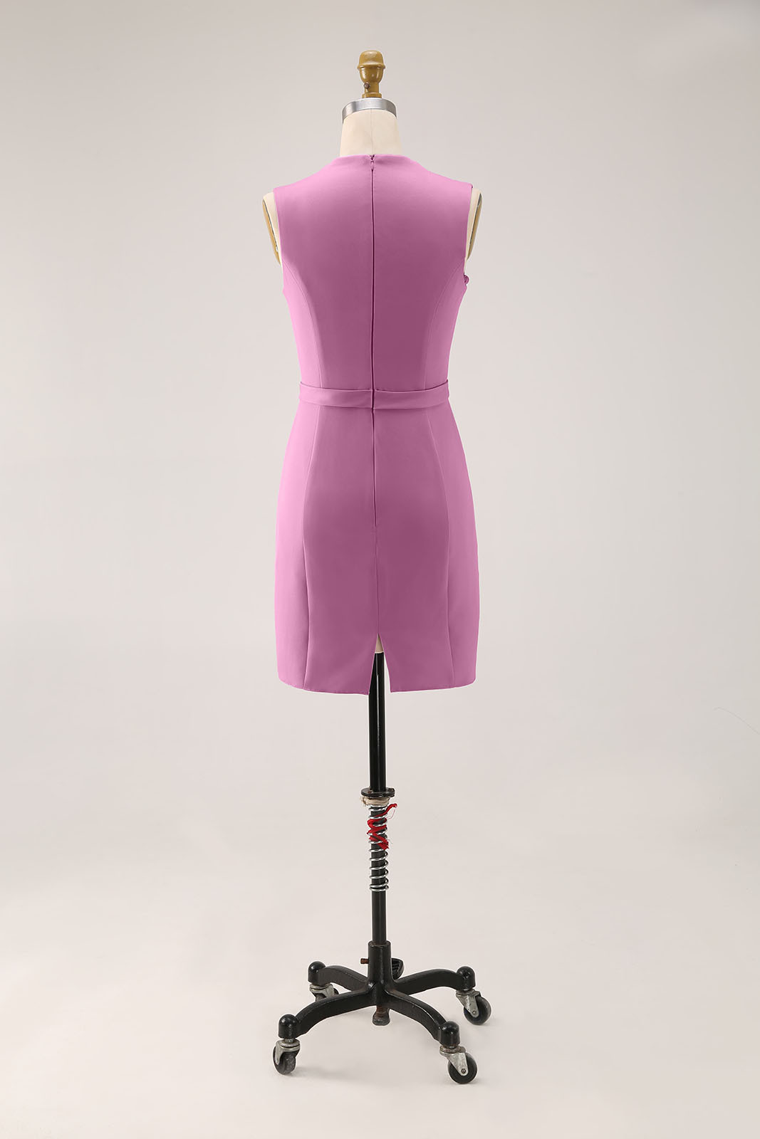 Daily Cocktail Dress Purple Sleeveless V-Neck Fitted Knee-Length Dress