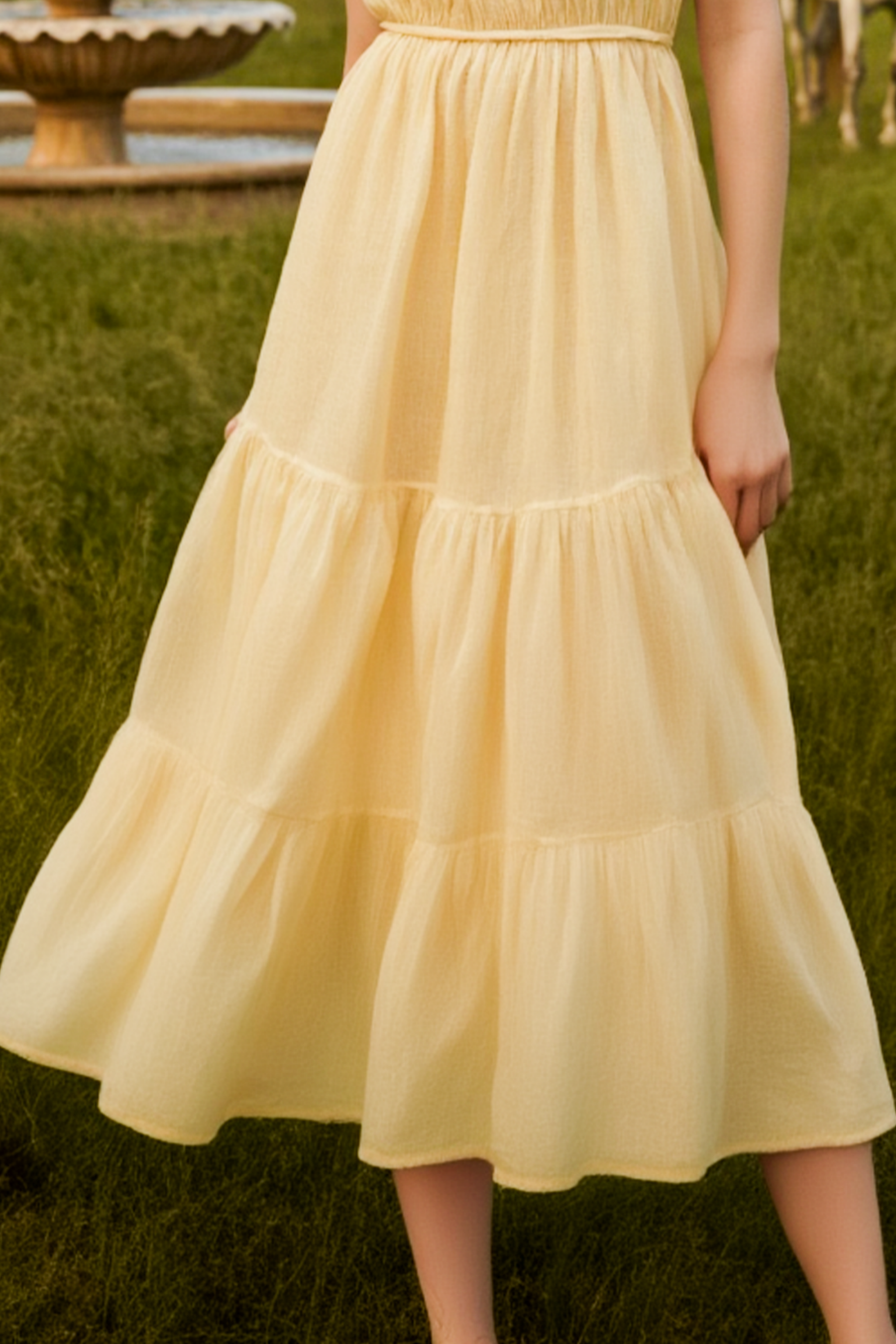 Bohemian Dress Yellow Halter Neck Midi Dress