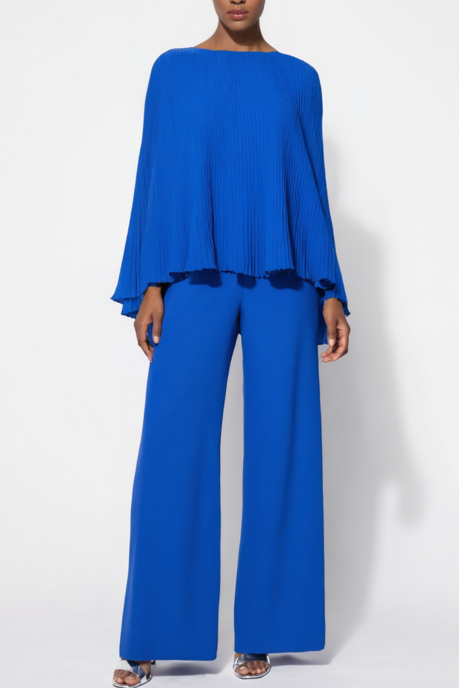 Casual Jumpsuit Set Crew Neck Blue Two Piece