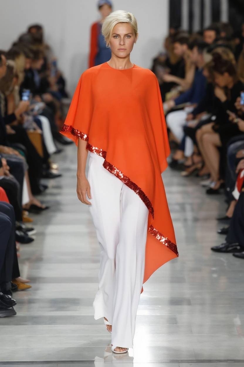 Casual Set Orange Crew Neck Half Sleeve Pants Set 