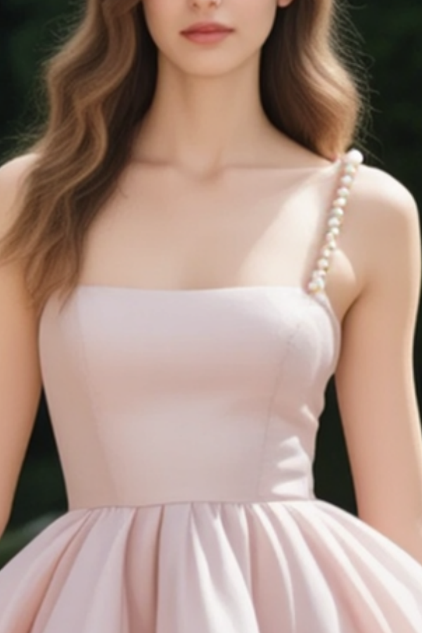 Homecoming Party Dress​​ Pink Spaghetti Strap Mini Dress