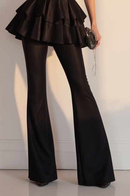 Outfit Sets Black Strapless Ruffle Pants Set