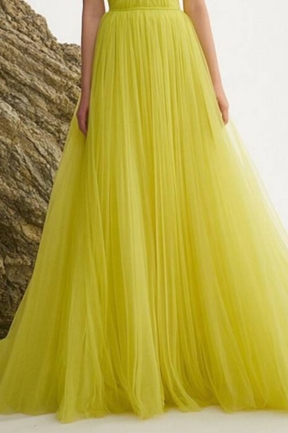 Formal Evening Dress Yellow One Shoulder Maxi Dress