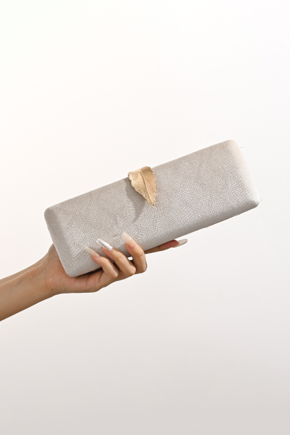 Women's Square Evening Bag Leaf Buckle Chain Clutch Bag