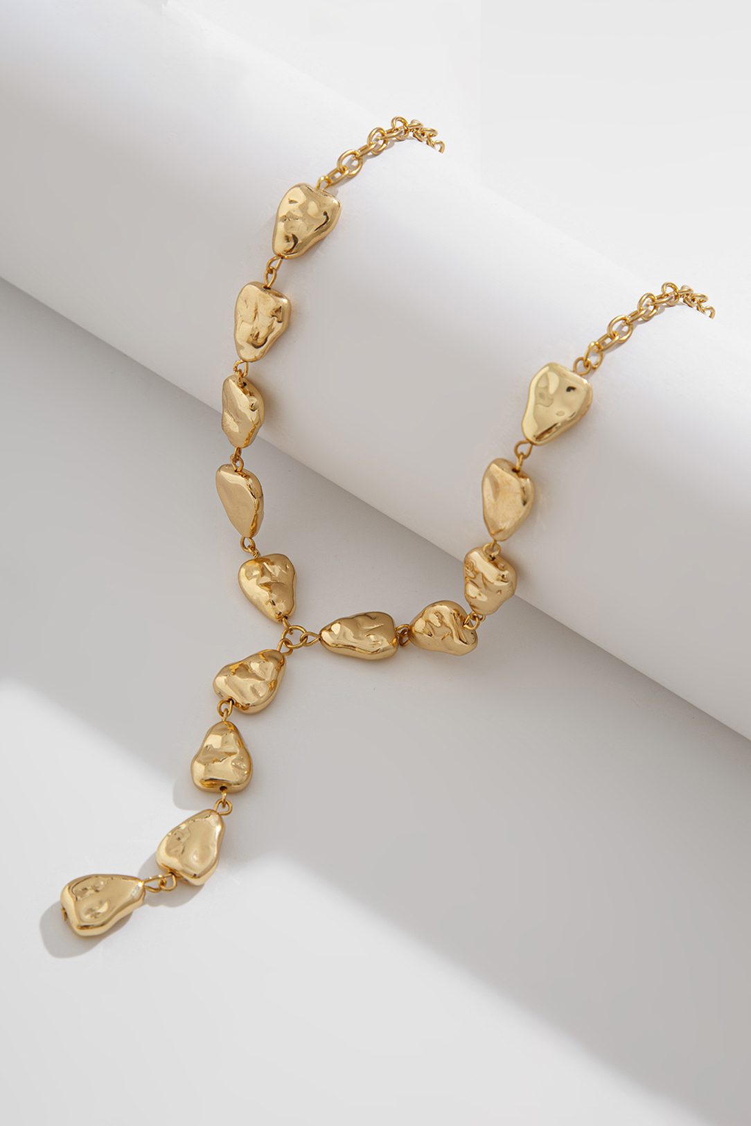 Irregular Baroque Y-Shaped Necklace Flat Water Drop Pendant Clavicle C