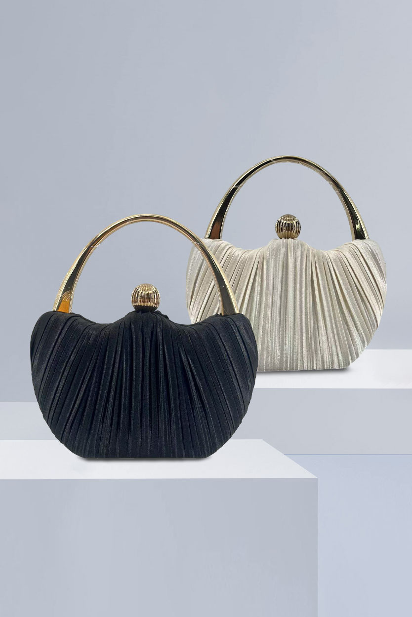 Evening Retro Pleated Bag Solid Color Chain Magnetic Clasp Clutch