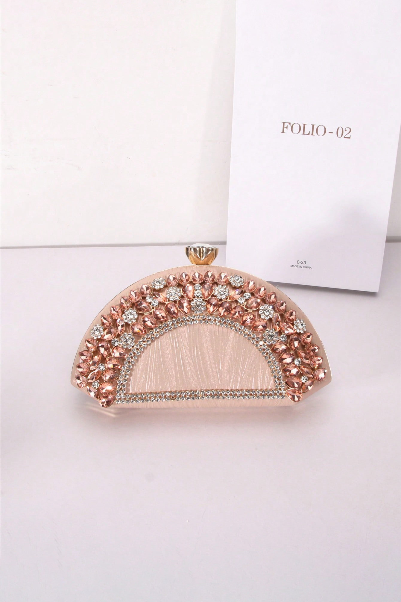 Fan-Shaped Rhinestone Crossbody Bag Alloy PU Shoulder Bag Clip Buckle Party Bag