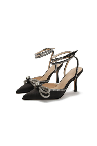 Prom Closed-Toe High Heels Party Bowknot Rhinestone Sandals 8.5cm-chiclody