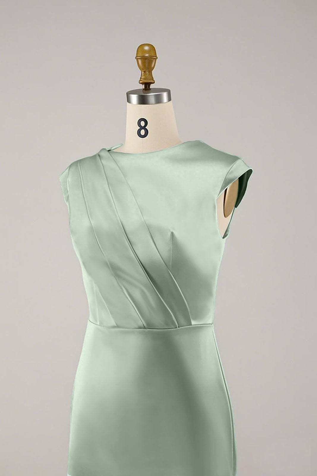 Party Prom Elegant Sage Green Dress Sleeveless Satin Pleated Maxi Dress