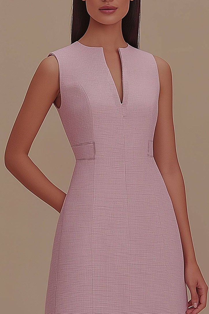 Work Daily Dress V-Neck Pink Sleeveless Mini Dress