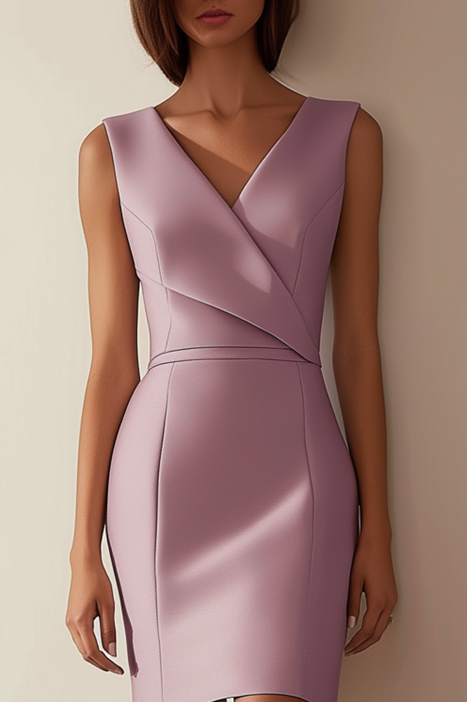 Work Semi-Formal Dress Light Purple Sleeveless Cross Neck Mini Dress