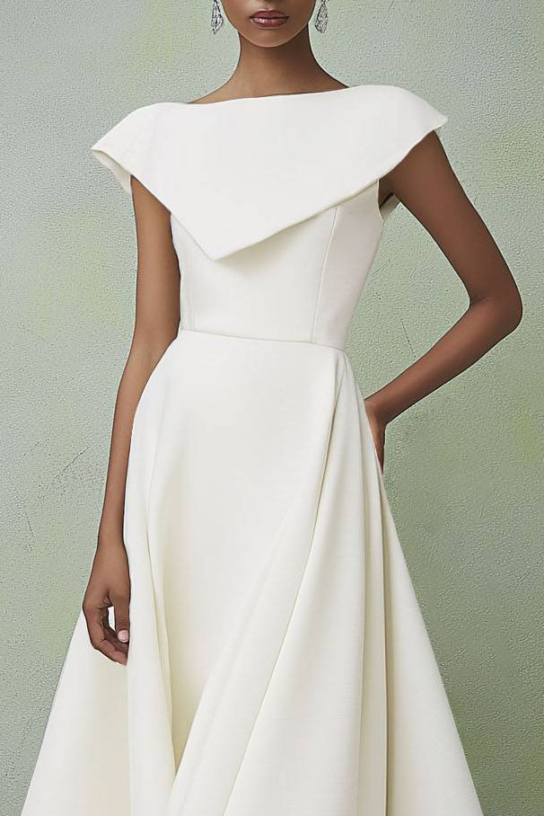 Semi Formal Party Dress White A-Line Midi Dress